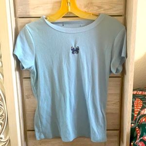 Blue Tee w/ Butterfly